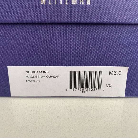 Stuart Weitzman Nudistsong Ankle Strap Heels Sandals Magnesium Quasar Silver - Picture 6 of 7